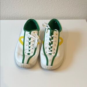 Tretorn White and Green Athletic Shoes